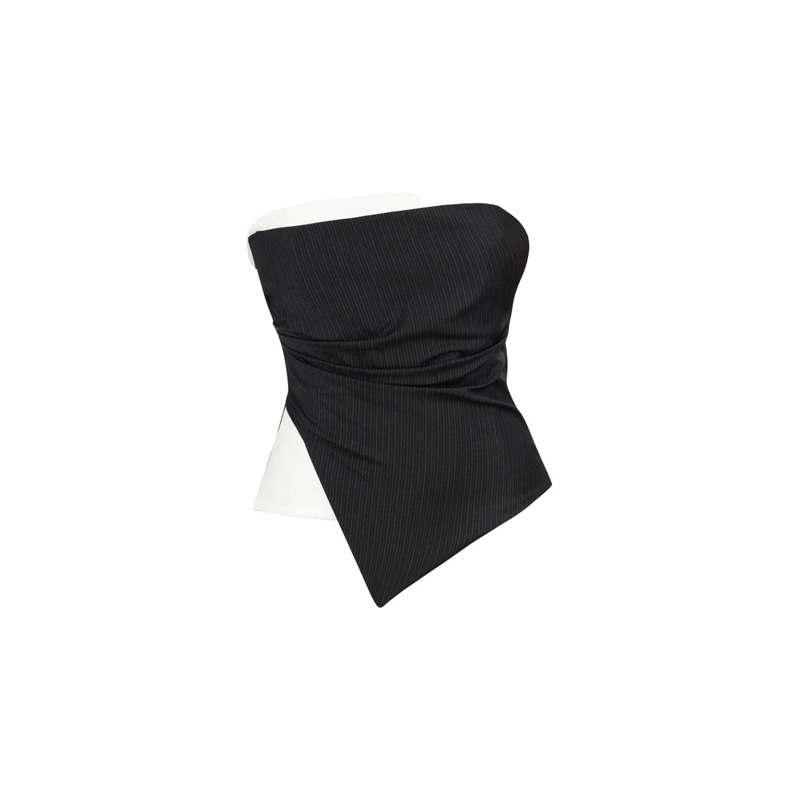 MAYFAIR NAVY WOOL SLEEVELESS BUSTIER TOP