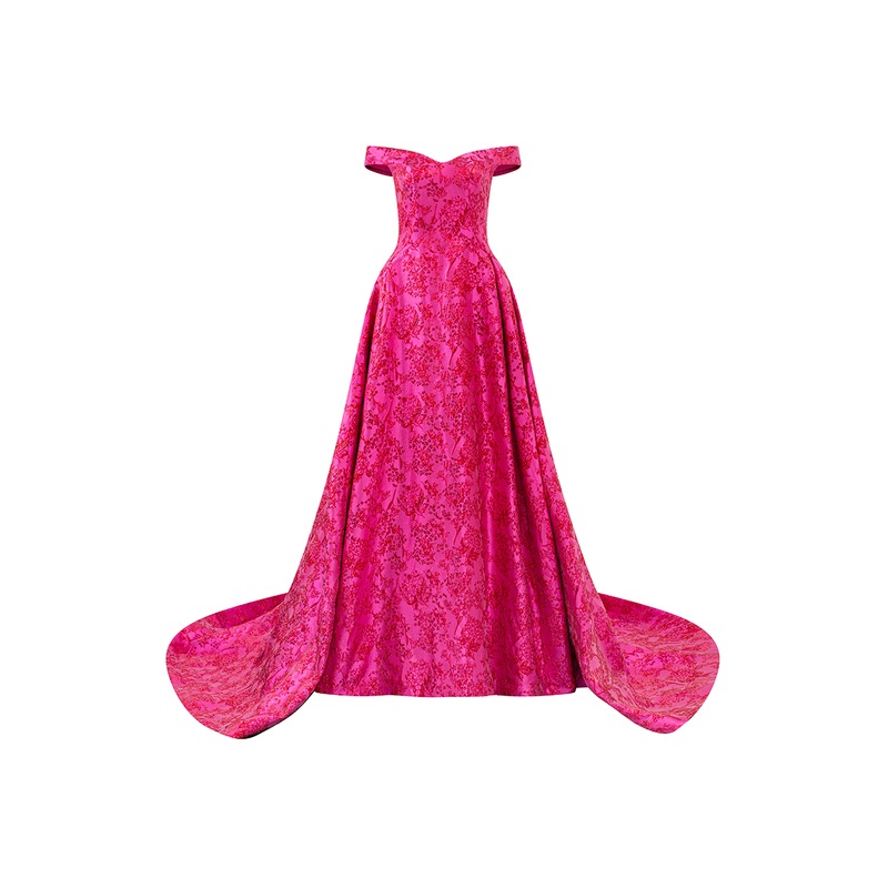OFF SHOULDER FLORAL PATTERN FULL DRESS