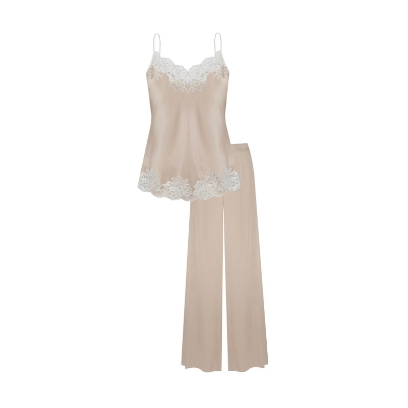 PAIGE CAMI AND HIGH WAISTED BEIGE PJ SET
