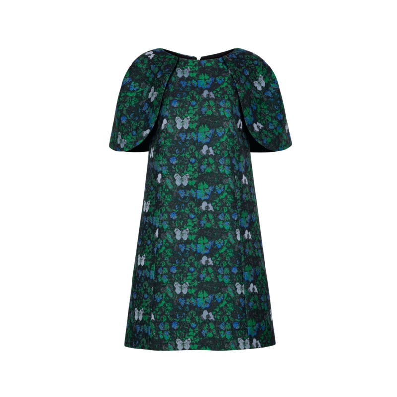 ROUND NECK AND CAPE SLEEVE SHIFT DRESS