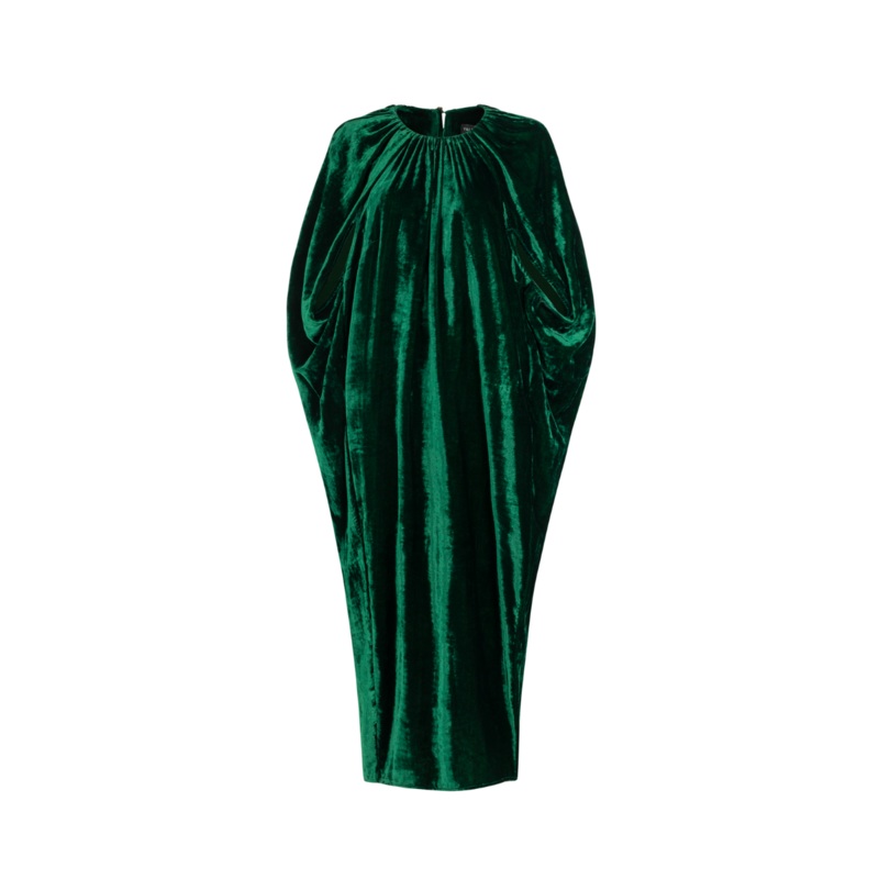 ROUND NECK BATWING SLEEVES MIDI DRESS
