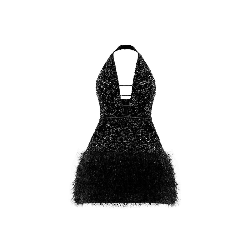 AMINA SPARKLING DRESS IN BLACK