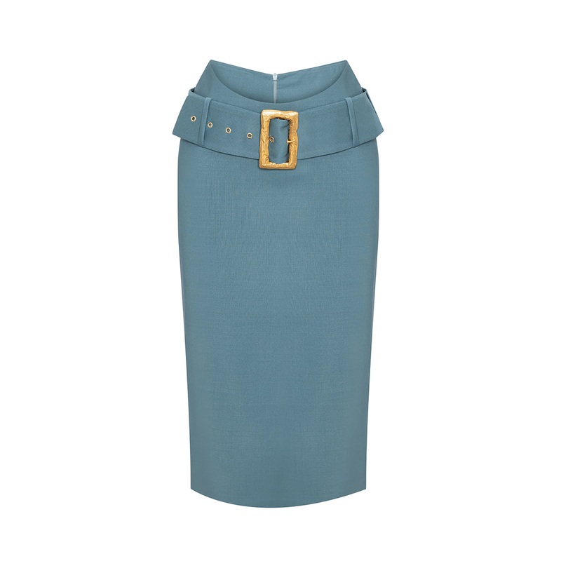 ANNE WORKING SKIRT IN BLUE GREEN