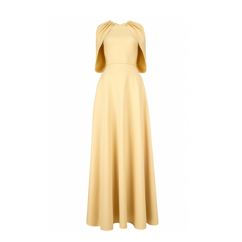 JASMINE A-LINE CAPE SLEEVED FLOOR LENGTH DRESS