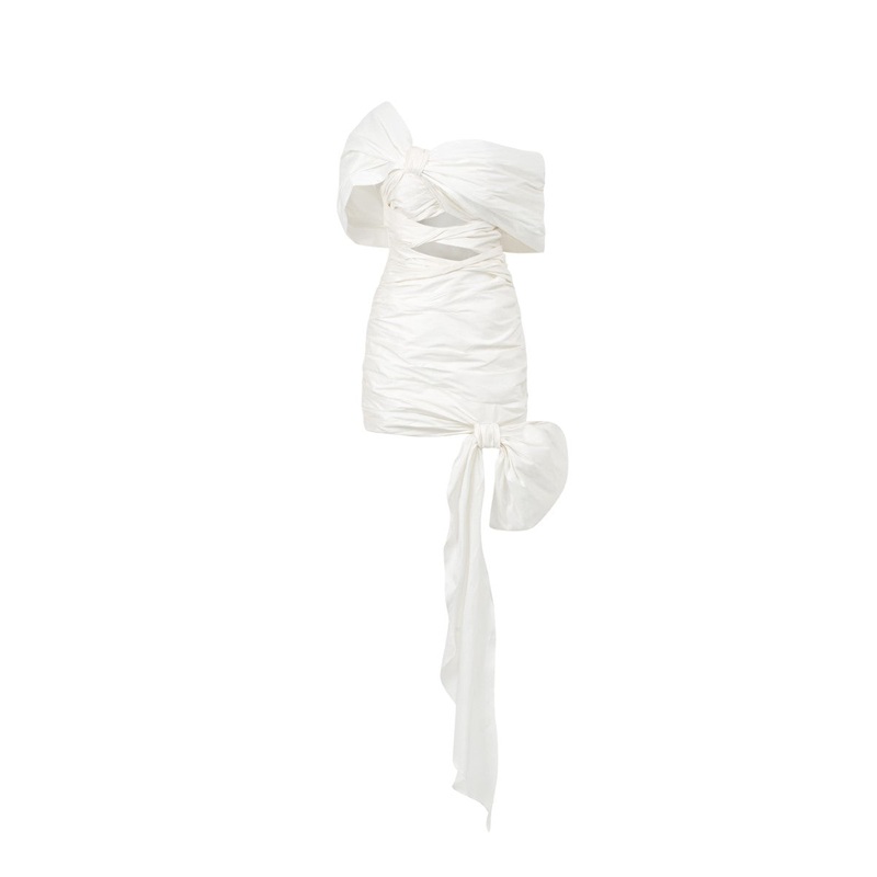 KENDALL TAFFETA CUT OUT DRESS IN WHITE