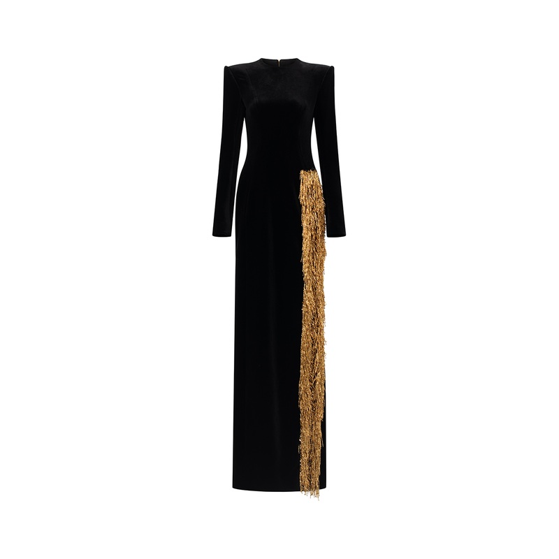 LONG SLEEVE SIDE SLIT GOWN