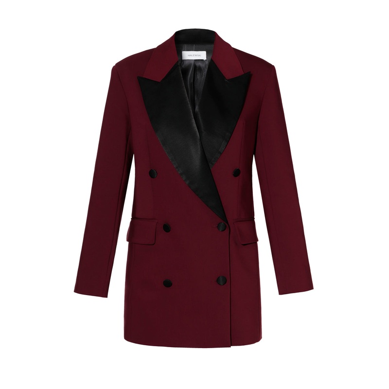 MORGANA BLAZER DRESS IN BURGUNDY AND BLACK