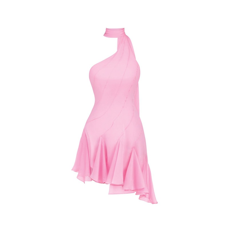 MS. GODET ASYMMETRIC DRESS IN PINK