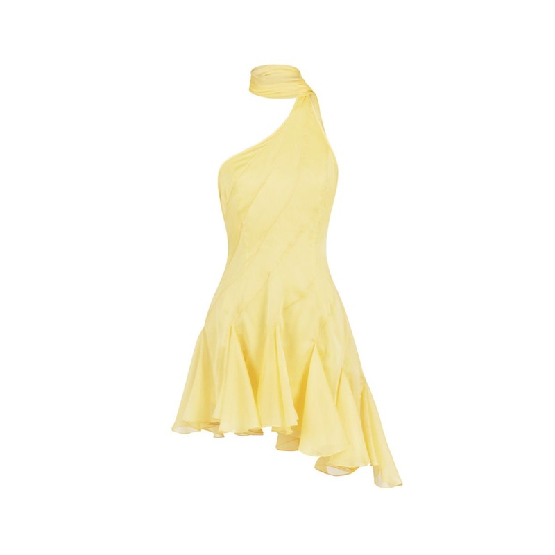 MS. GODET ASYMMETRIC DRESS IN YELLOW