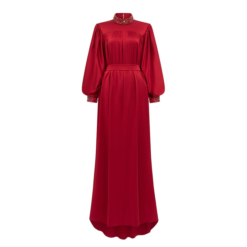 RUBY HIGH NECKLINE BOUFFANT SLEEVES GOWN