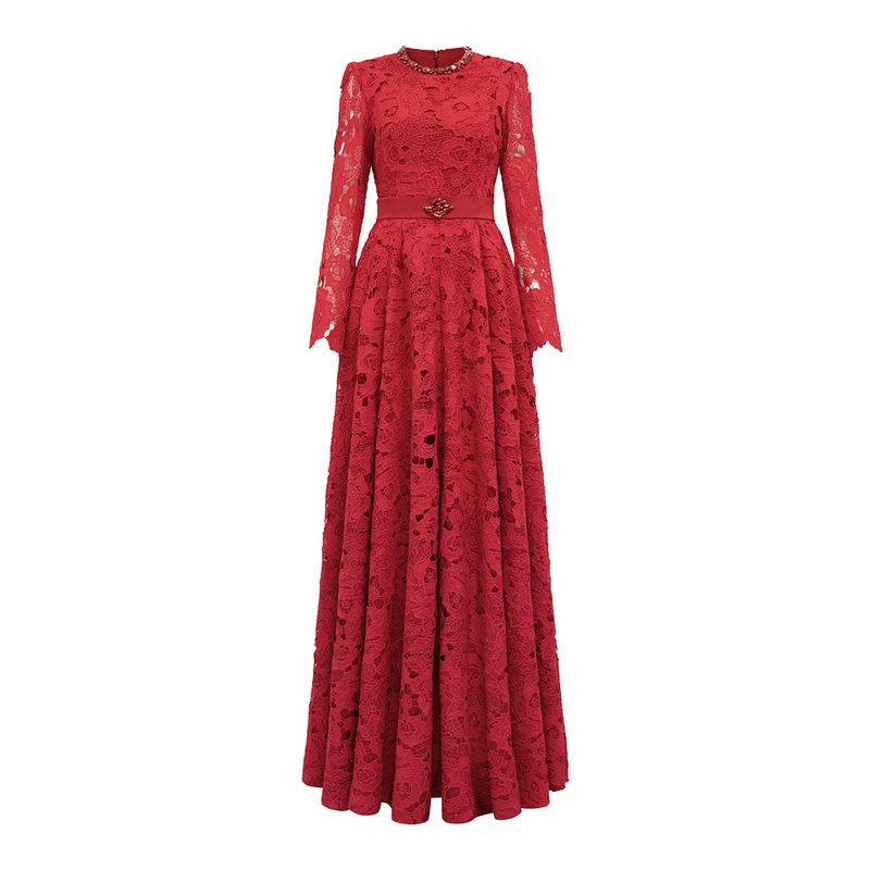 RUBY SEMI-CIRCULAR BALL GOWN