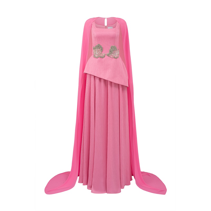 RUCHED SILK GOWN