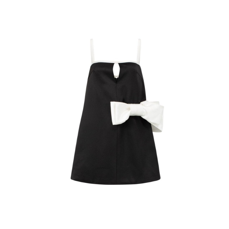 SLOANE TAFFETA A-LINE BOW MINI DRESS