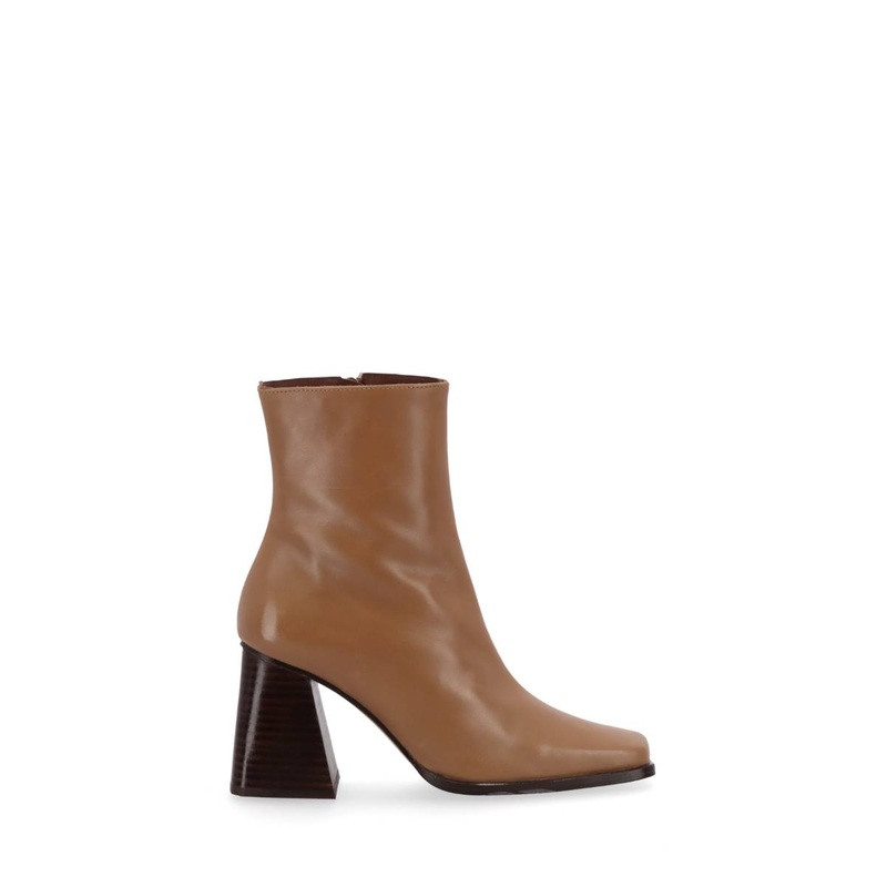 SOUTH BICOLOR LEATHER ANKLE BOOTS IN CAMEL BEIGE