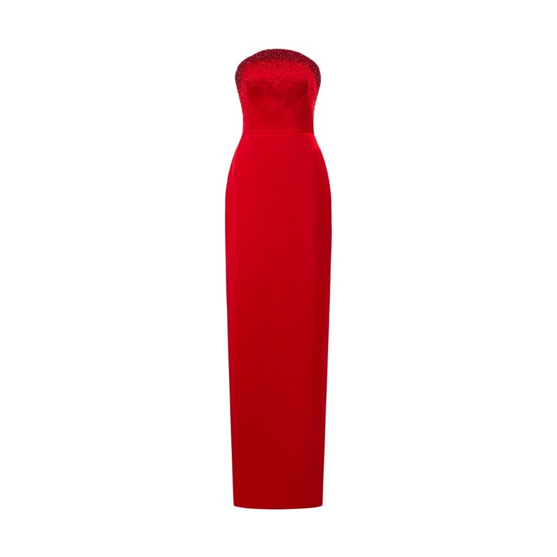 YASMIN SILK TAFFETA STRAPLESS BODYCON GOWN
