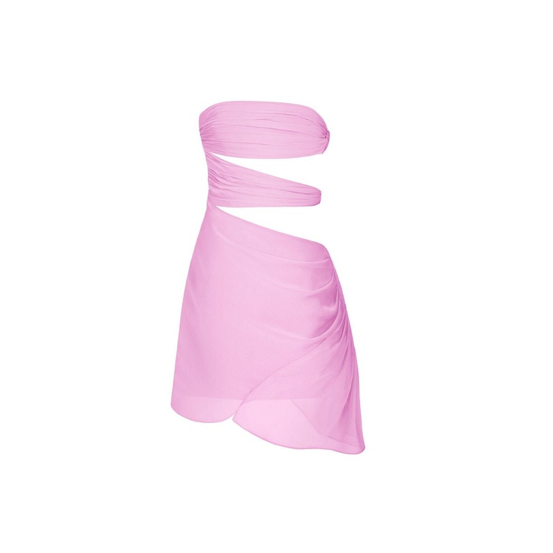 3 CARATS SIDE DUSTY PINK CHIFFON MINI DRESS