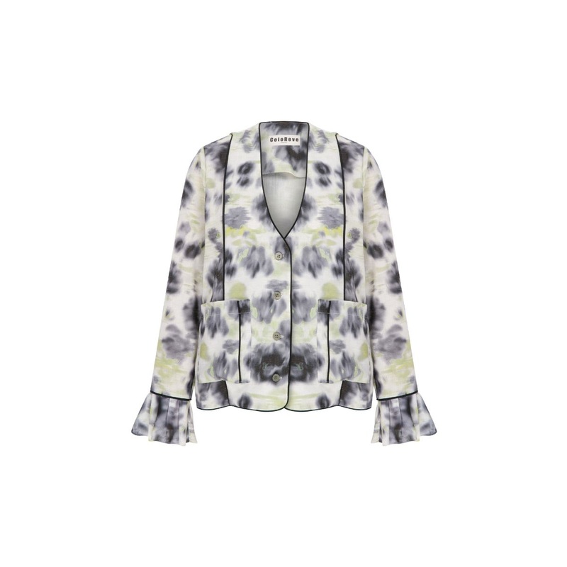 BLACK AND GREEN RUFFLED SHIRT