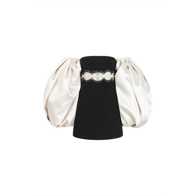 BLACK MINI SKIRT AND CUT-OUT TOP