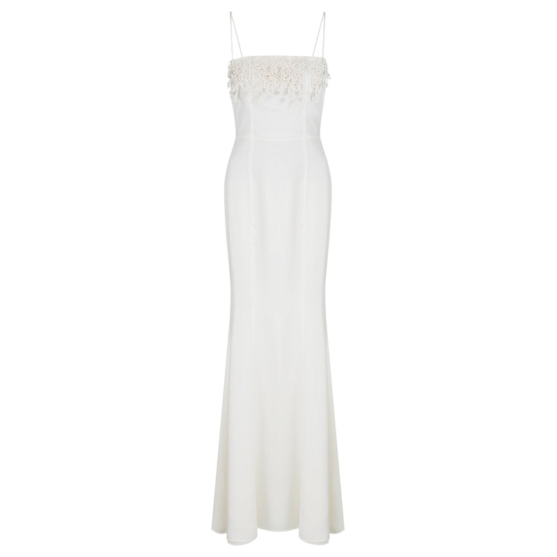 BOTANIC EMBELLISHED CUPRO GOWN IN IVORY