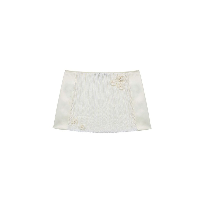FLORAL CROCHET OFF WHITE MINI SKIRT