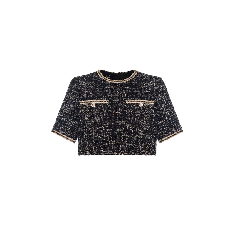 GOLD AND BLACK WOOL CROP TOP