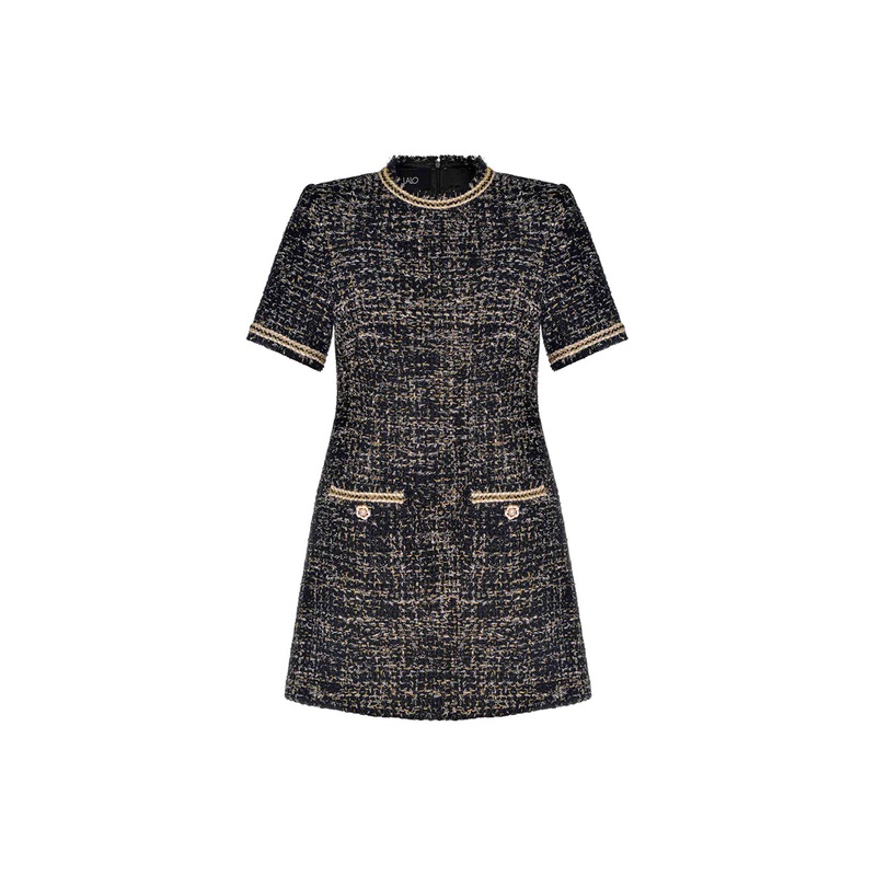 GOLD AND BLACK WOOL DRESS