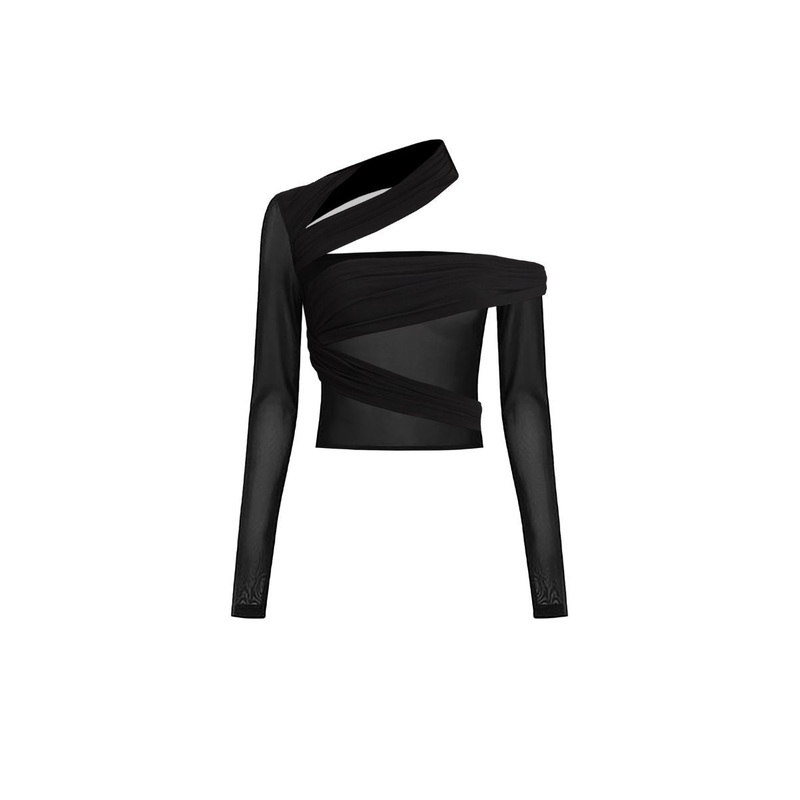 JERSEY BLACK WRAP TOP