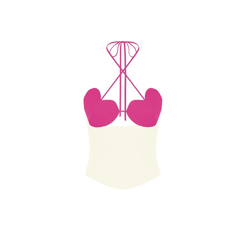 MS. HEART HOT PINK AND BEIGE BUSTIER