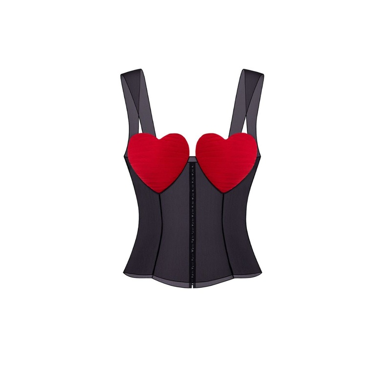 MS. HEART RED AND BLACK BUSTIER