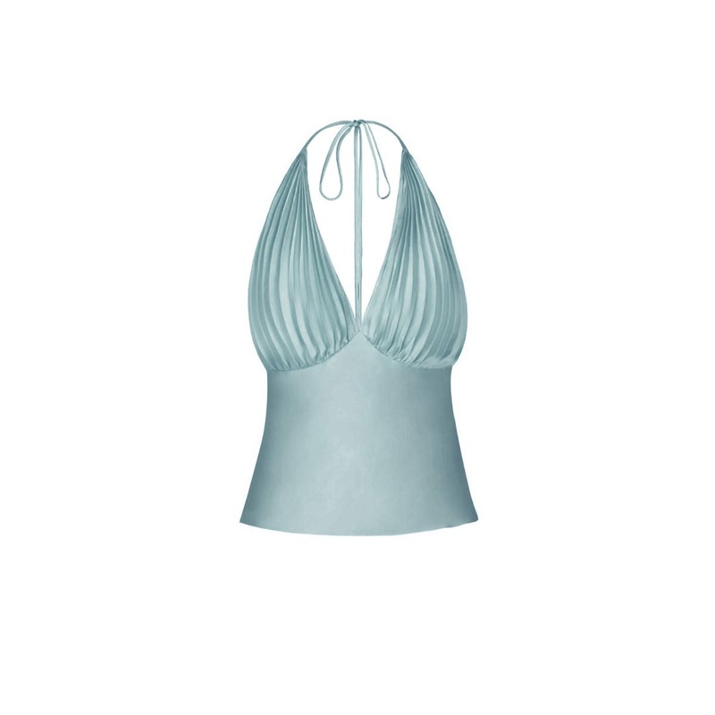 MS. PLEAT BLUE TOP