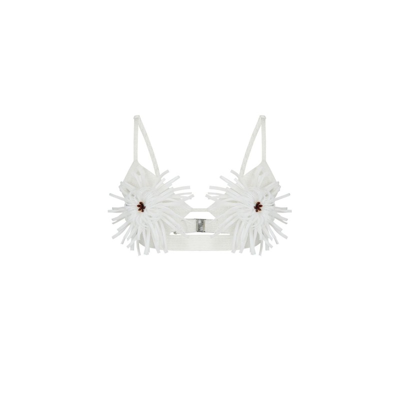 PAPPUS APPLIQUE TWEED BRA TOP IN IVORY