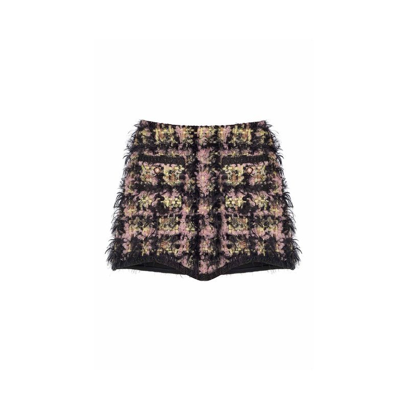 TEXTURED BLACK WOOL MINI SKIRT