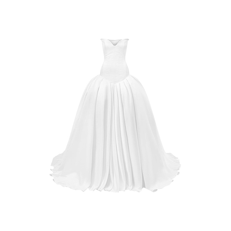 WHITE CUT OUT TOP SILK TAFTA GOWNS