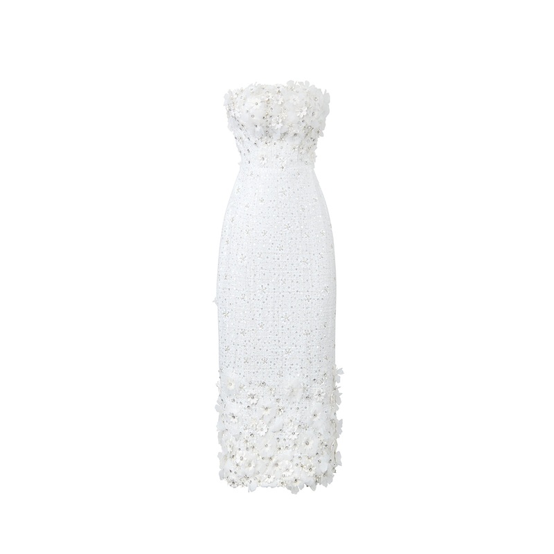 3D FLORAL TWEED DRESS