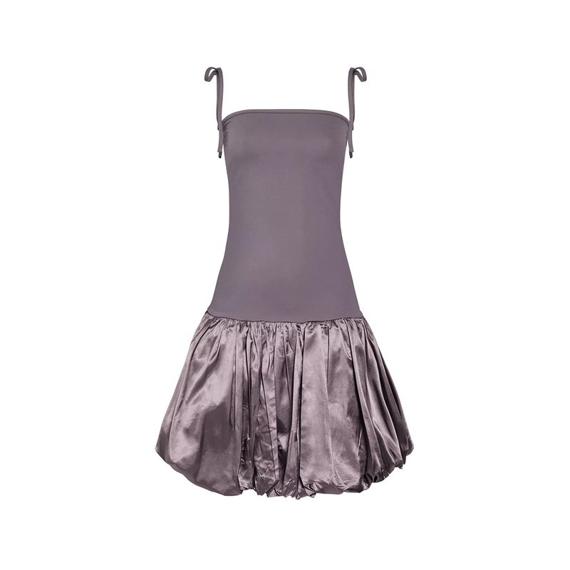 ALEXA MINI SATIN DRESS IN GRAY