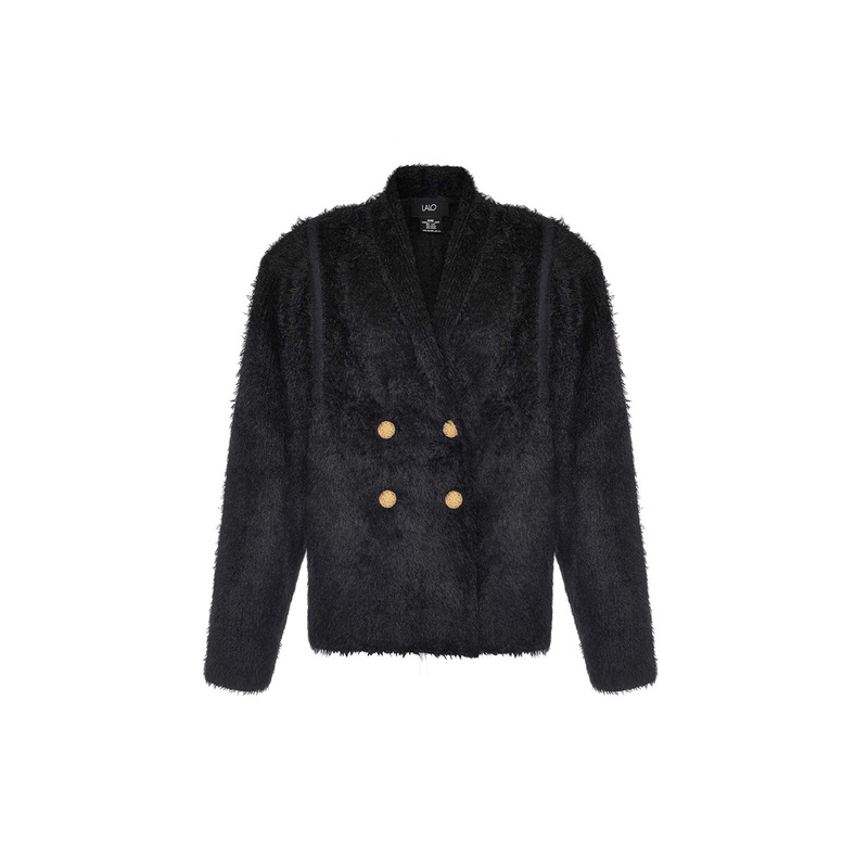 BLACK AND GOLD WOOL CARDIGAN
