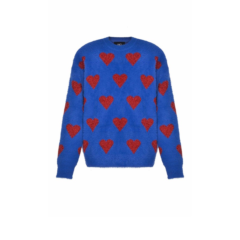 BLUE HEARTS WOOL SWEATER