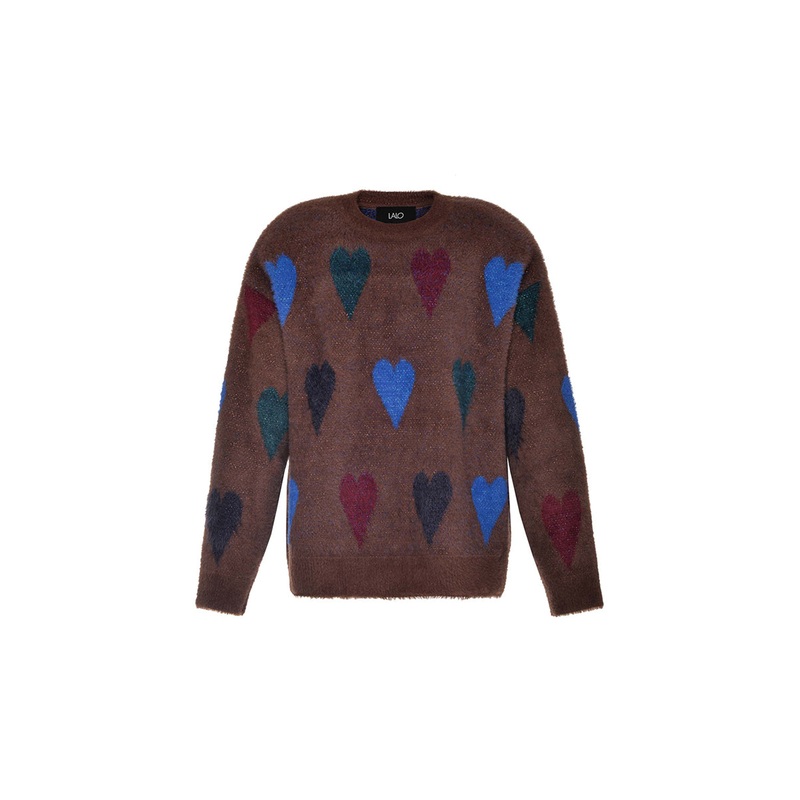 BROWN HEARTS WOOL SWEATER