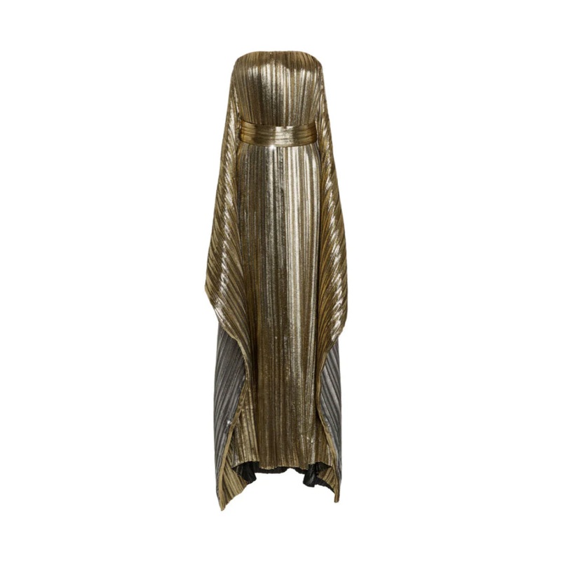 DRAPED PLEATED LAM GOWN