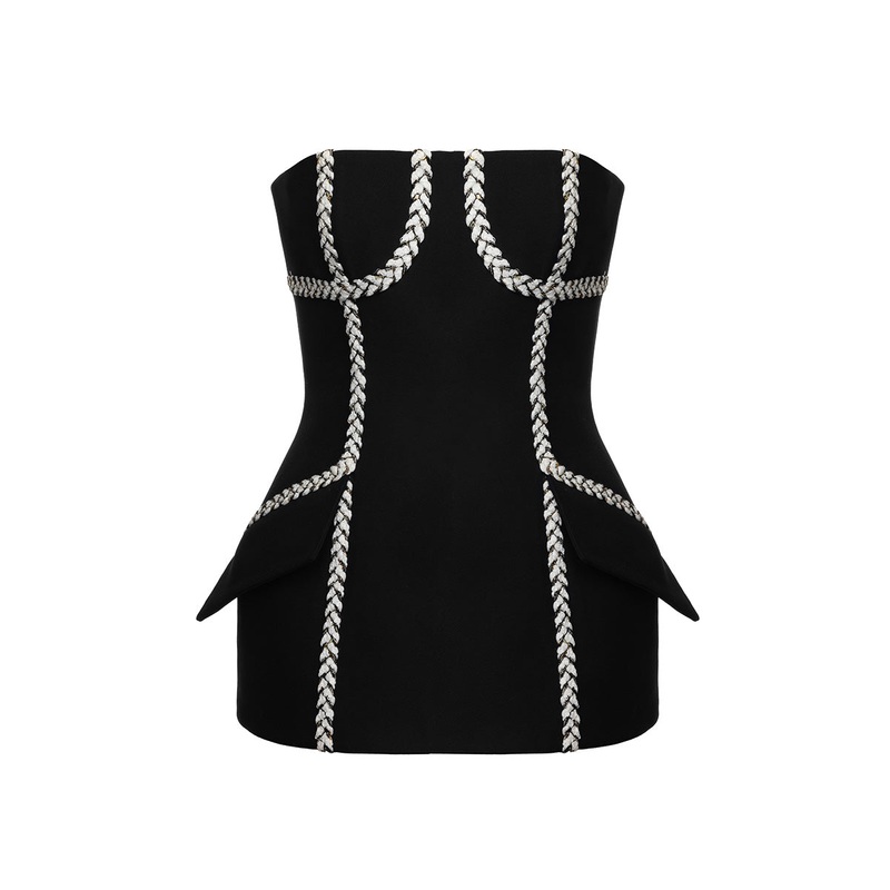 FUZZY DETAILS CORSET IN BLACK