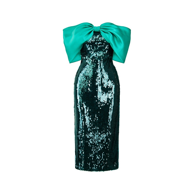 GREEN BIG BOWTIE DRESS
