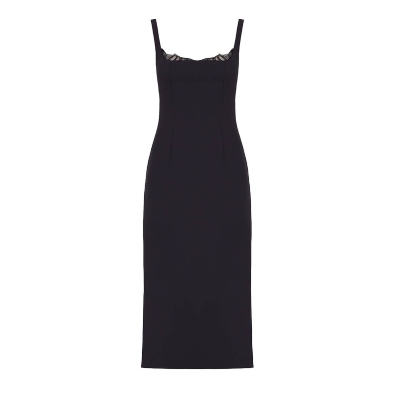 HILDA BLACK SQUARE NECKLINE DRESS WITH LACE DETAIL