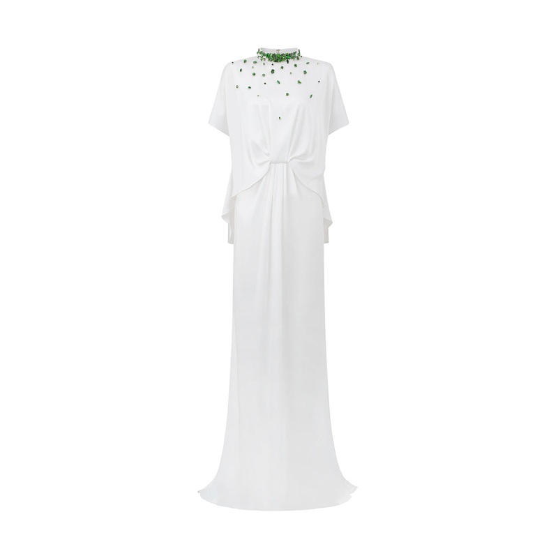 MERMAID GOWN WITH HIGH NECK AND GATHERED WAISTLINE