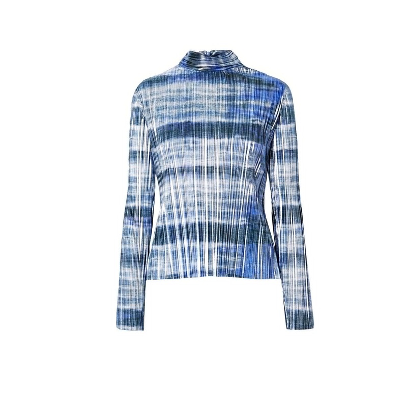 TIE-DYED PLISS-LAM TURTLENECK TOP