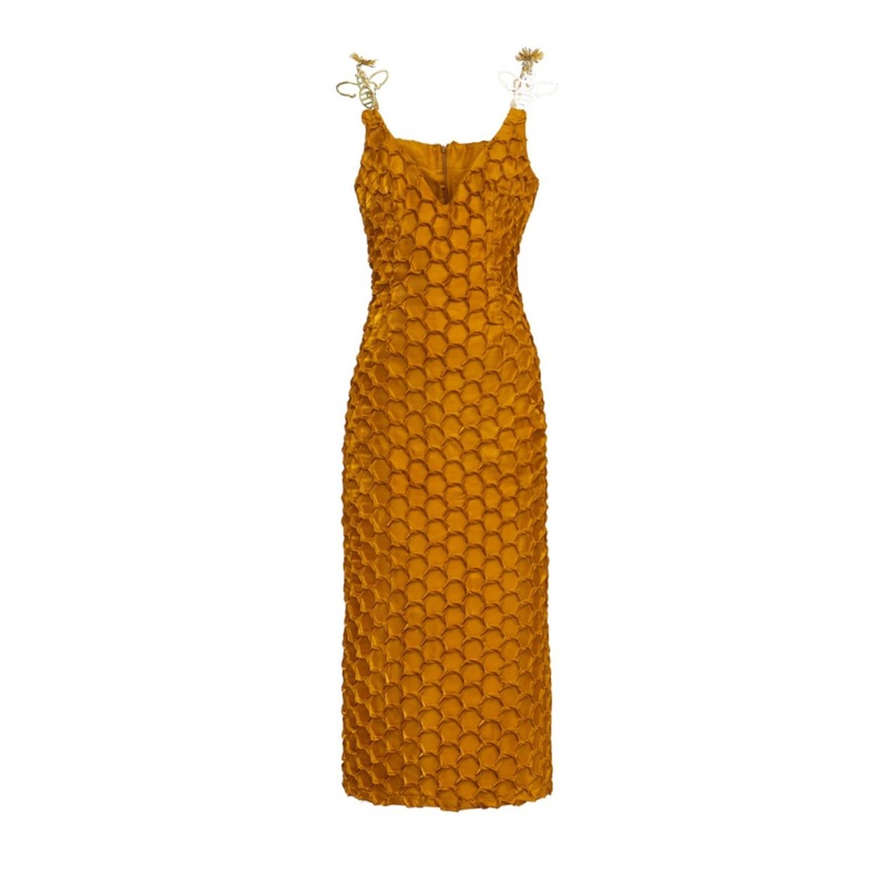 ASHA MIDI DRESS IN GOLD