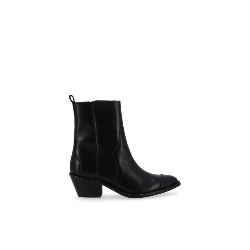 AUSTIN BLACK LEATHER ANKLE BOOTS