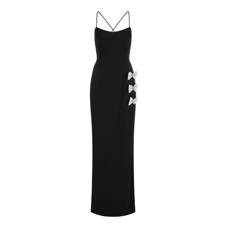 DERRY SCOOPED BOW GOWN IN BLACK
