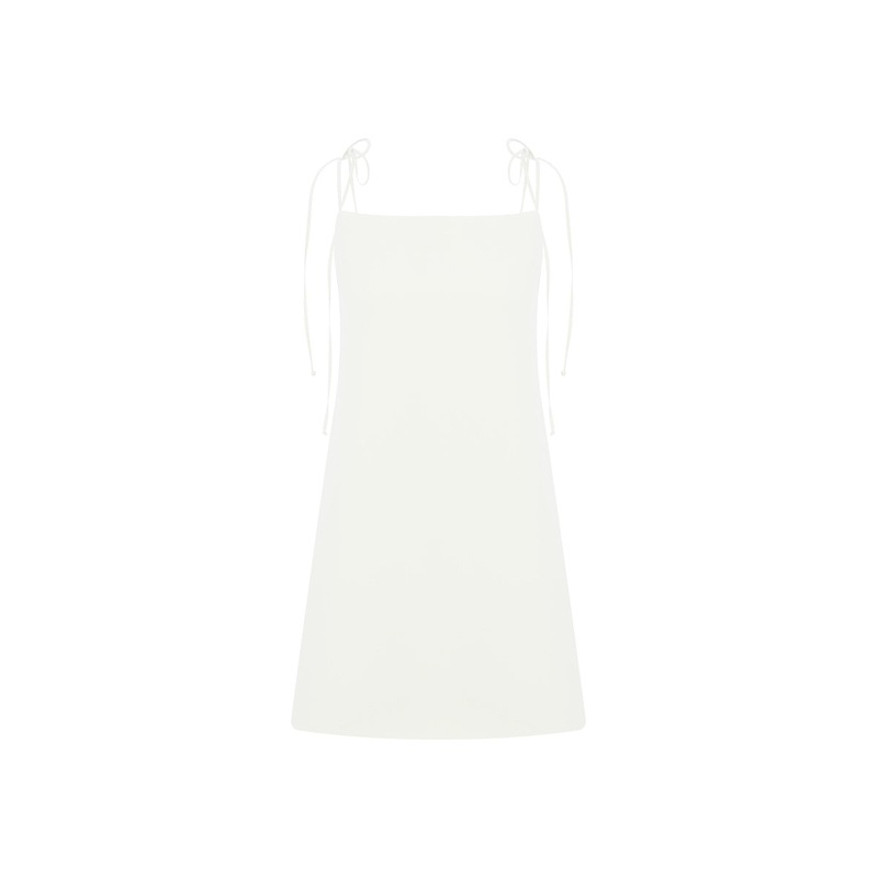 ELLIE MINI CREPE DRESS IN BLANCHE