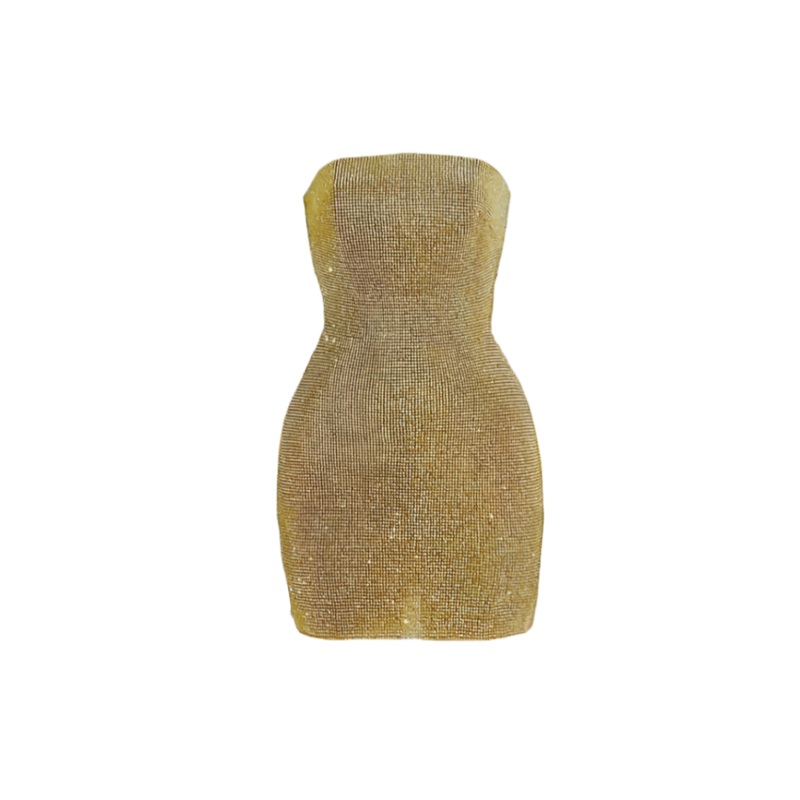 GOLD METALLIC STRAPLESS DRESS