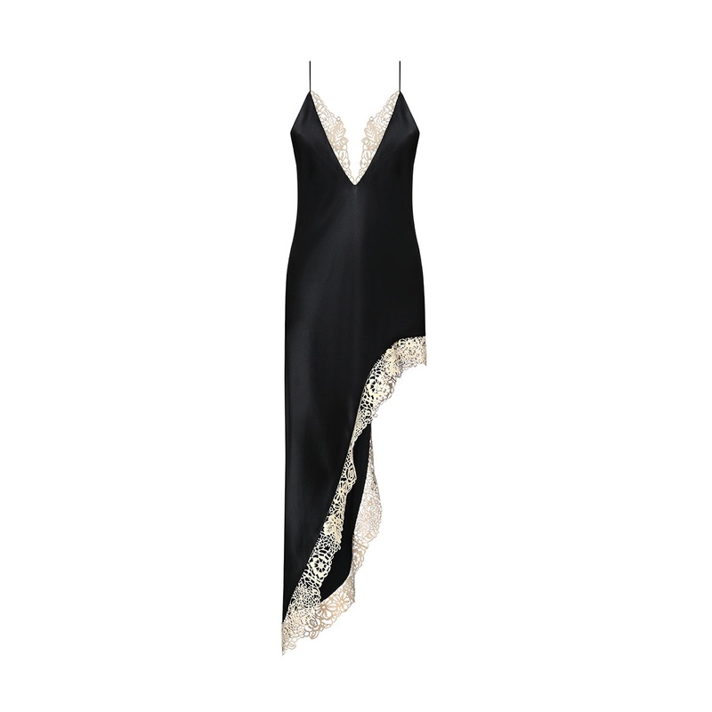 LASER CUT DETAIL GOWN IN BLACK